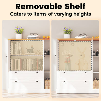 47.5 Inch Kitchen Freestanding Storage Cabinet with 3 Doors and 2 Large Drawers, White Sideboards Cabinets & Buffets at Gallery Canada