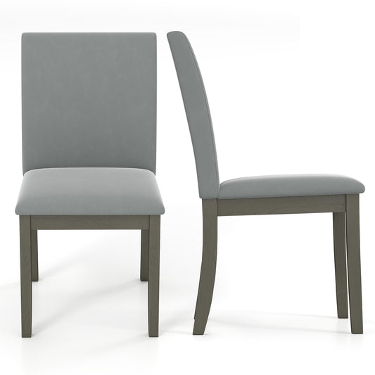 Upholstered Dining Chairs Set of 2 with Rubber Wood Legs and High Back, Gray Dining Chairs Gray at Gallery Canada