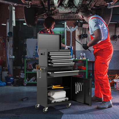 2-in-1 Tool Chest and Cabinet with 5 Sliding Drawers, Black Garages at Gallery Canada