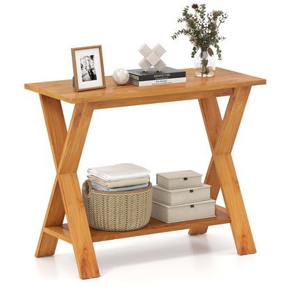 35 Inch Solid Wood Console Table With Storage Shelf, Teak Floor Cabinets at Gallery Canada