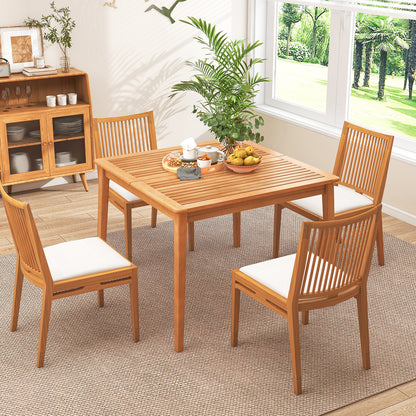 40 Inch Acacia Wood Dining Square Bistro Table with 1.96 Inch Umbrella Hole, Natural Patio Dining Tables at Gallery Canada