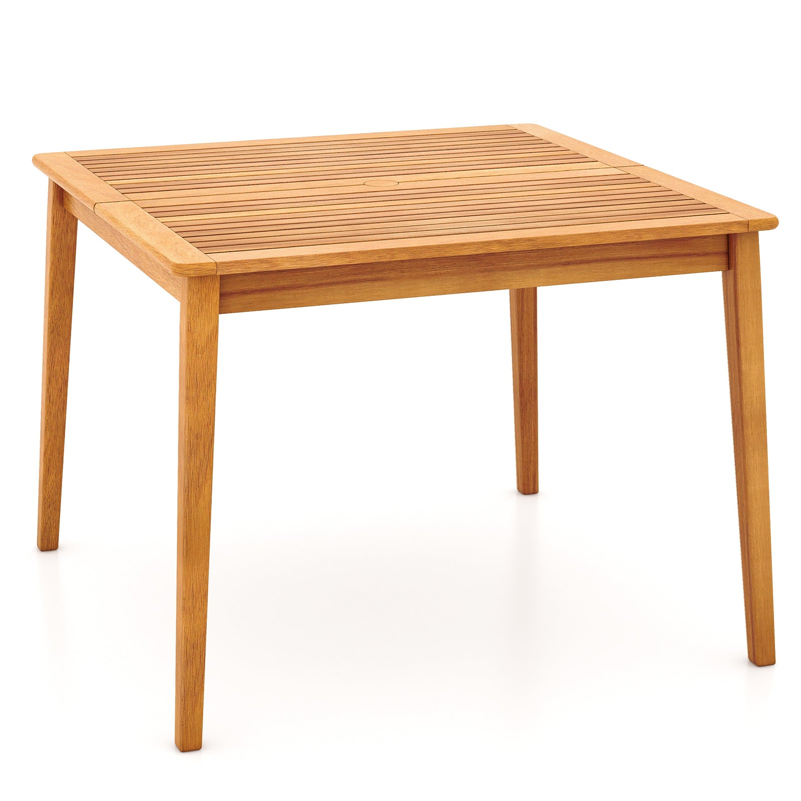 40 Inch Acacia Wood Dining Square Bistro Table with 1.96 Inch Umbrella Hole, Natural Patio Dining Tables Natural at Gallery Canada