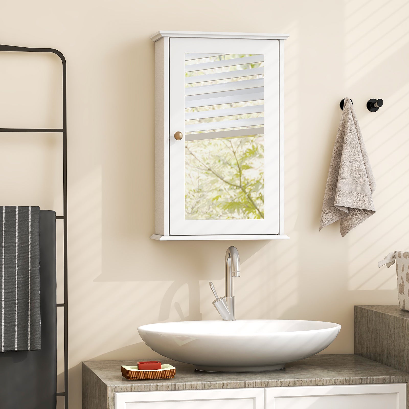 Bathroom Wall Cabinet with Single Mirror Door, White Wall Cabinets at Gallery Canada