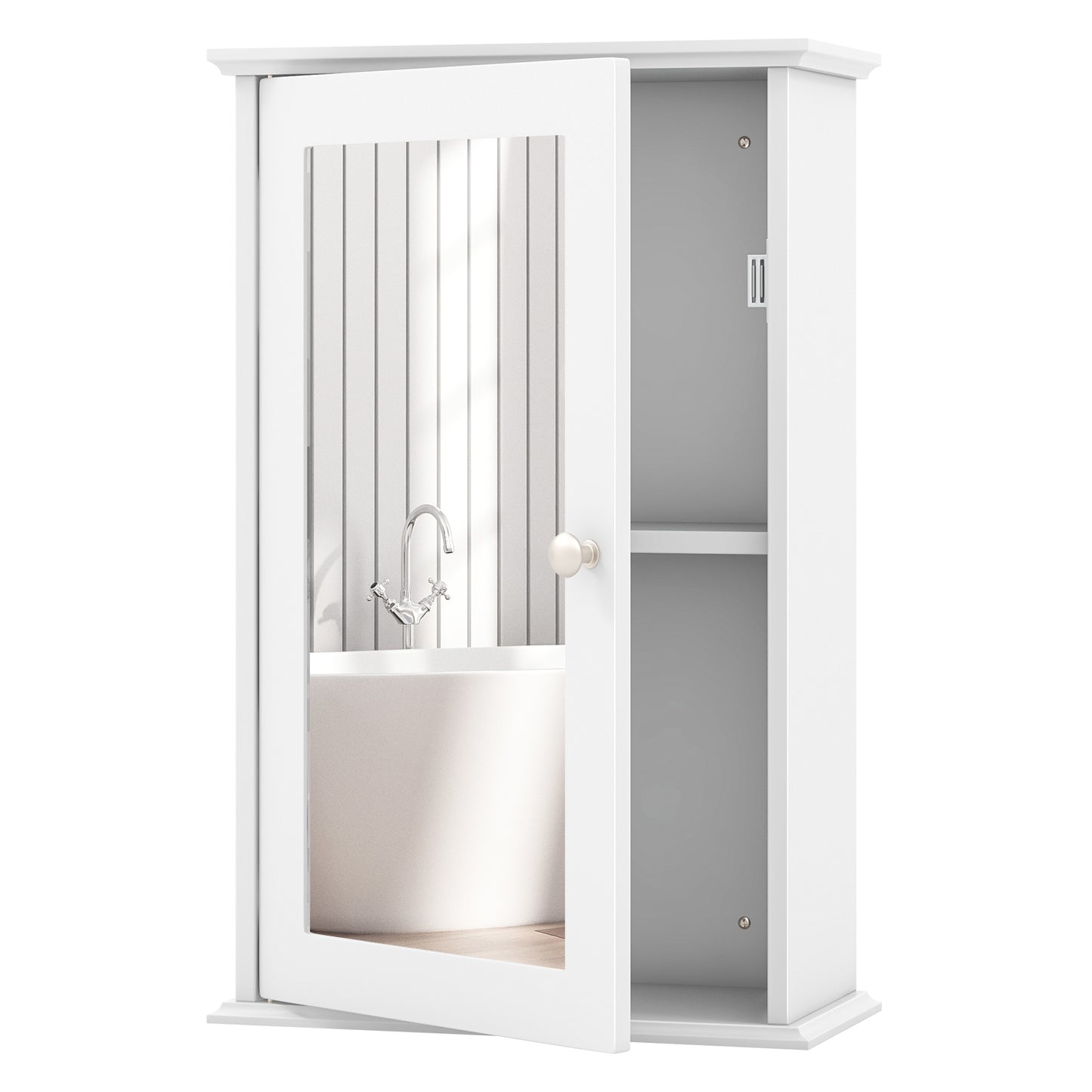 Bathroom Wall Cabinet with Single Mirror Door, White Wall Cabinets at Gallery Canada