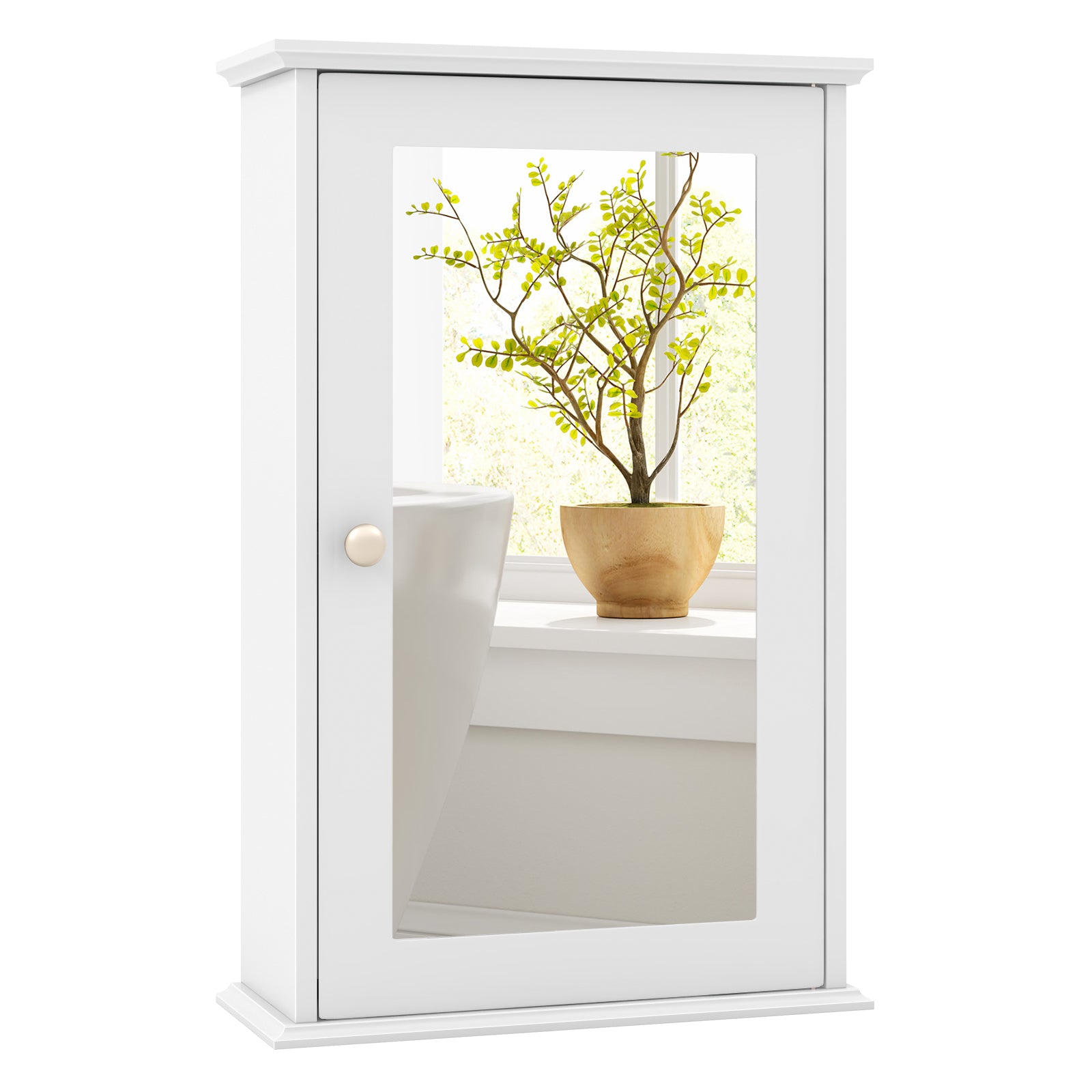 Bathroom Wall Cabinet, Single Mirror Door, White Wall Cabinets at Gallery Canada
