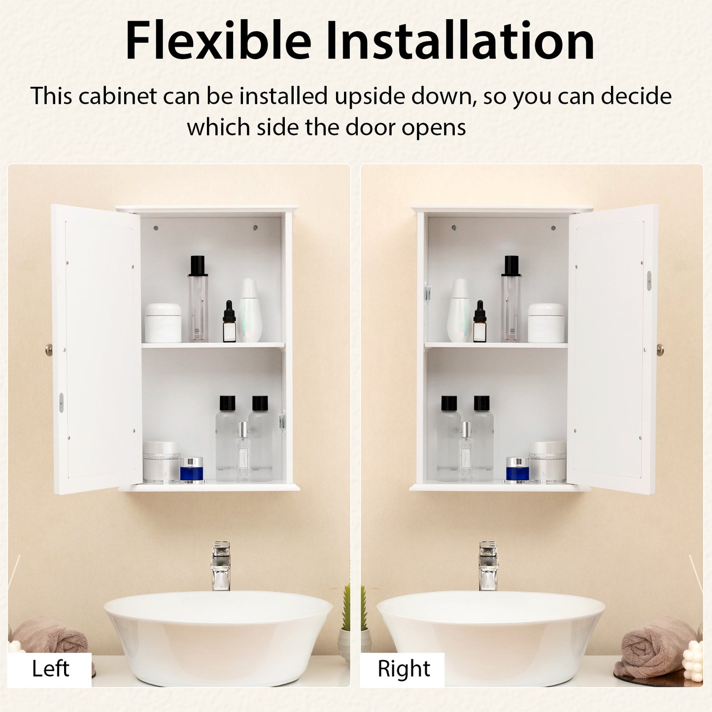 Bathroom Wall Cabinet with Single Mirror Door, White Wall Cabinets at Gallery Canada