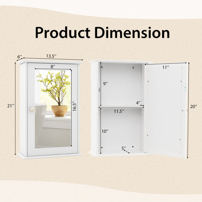 Bathroom Wall Cabinet with Single Mirror Door, White Wall Cabinets at Gallery Canada