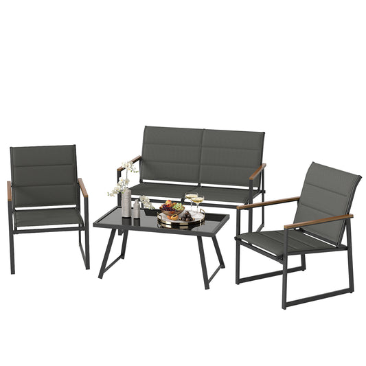 4-Piece Outdoor Patio Furniture Set, Gray Patio Conversation Sets Gray at Gallery Canada
