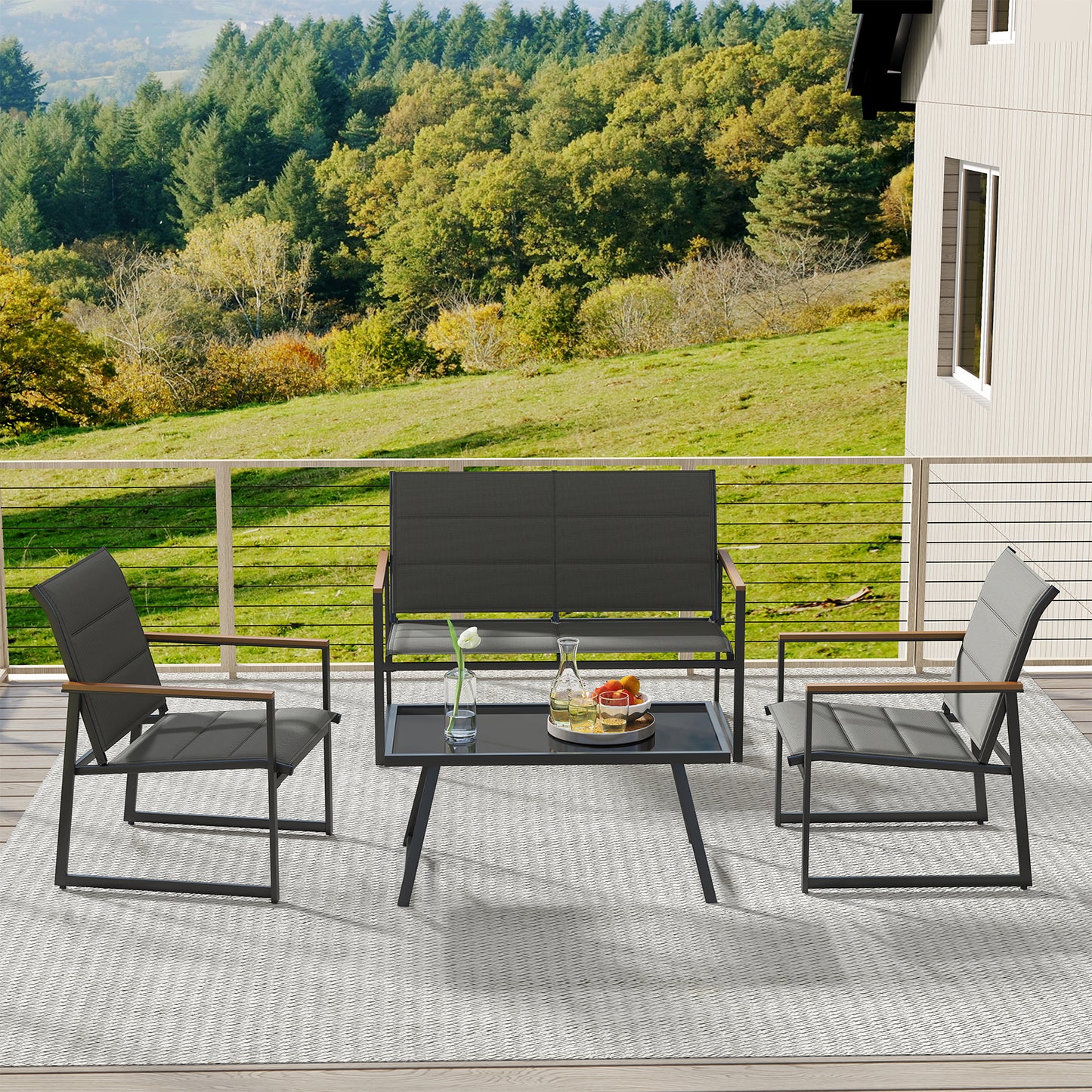 4-Piece Outdoor Conversation Patio Furniture Set, Gray Patio Conversation Sets at Gallery Canada