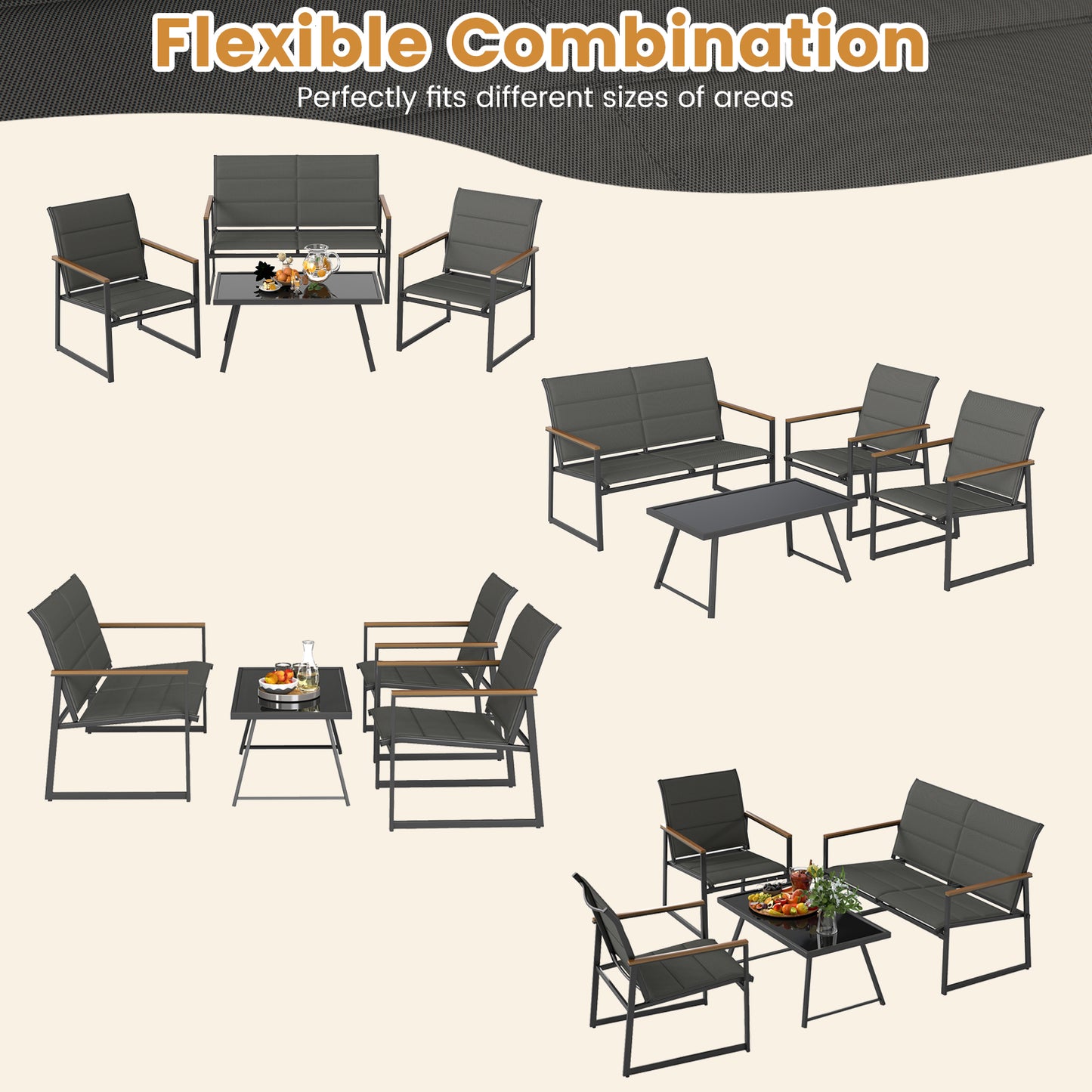 4-Piece Outdoor Conversation Patio Furniture Set, Gray Patio Conversation Sets at Gallery Canada