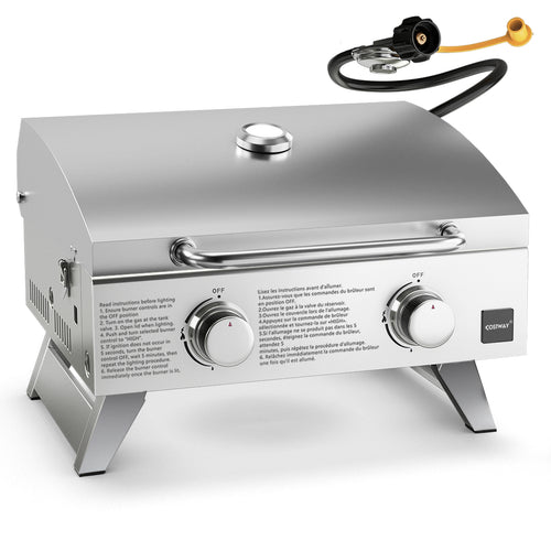 Stainless Steel Propane Grill With Lid, Silver