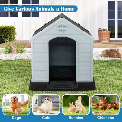 Dog House for Small Dogs Waterproof Plastic with Elevated Floor-M, Gray Dog Kennels at Gallery Canada