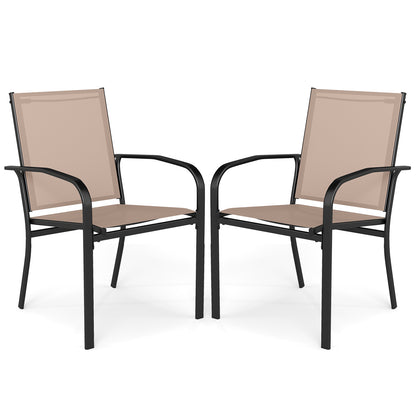 Outdoor Dining Chairs Set of 2, High Back Metal Frame, Coffee Patio Dining Chairs Coffee at Gallery Canada