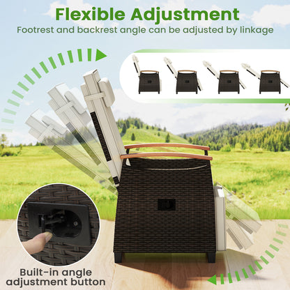 Patio Wicker Recliner Chair with Adjustable Backrest and Footrest, White Outdoor Chaise Lounges at Gallery Canada