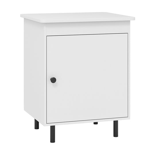 Mid Century Nightstand With Door, 1 Piece, White
