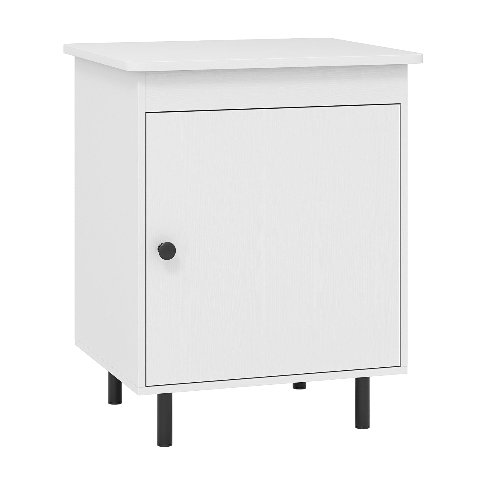 Mid Century Nightstand With Door, 1 Piece, White Nightstands at Gallery Canada
