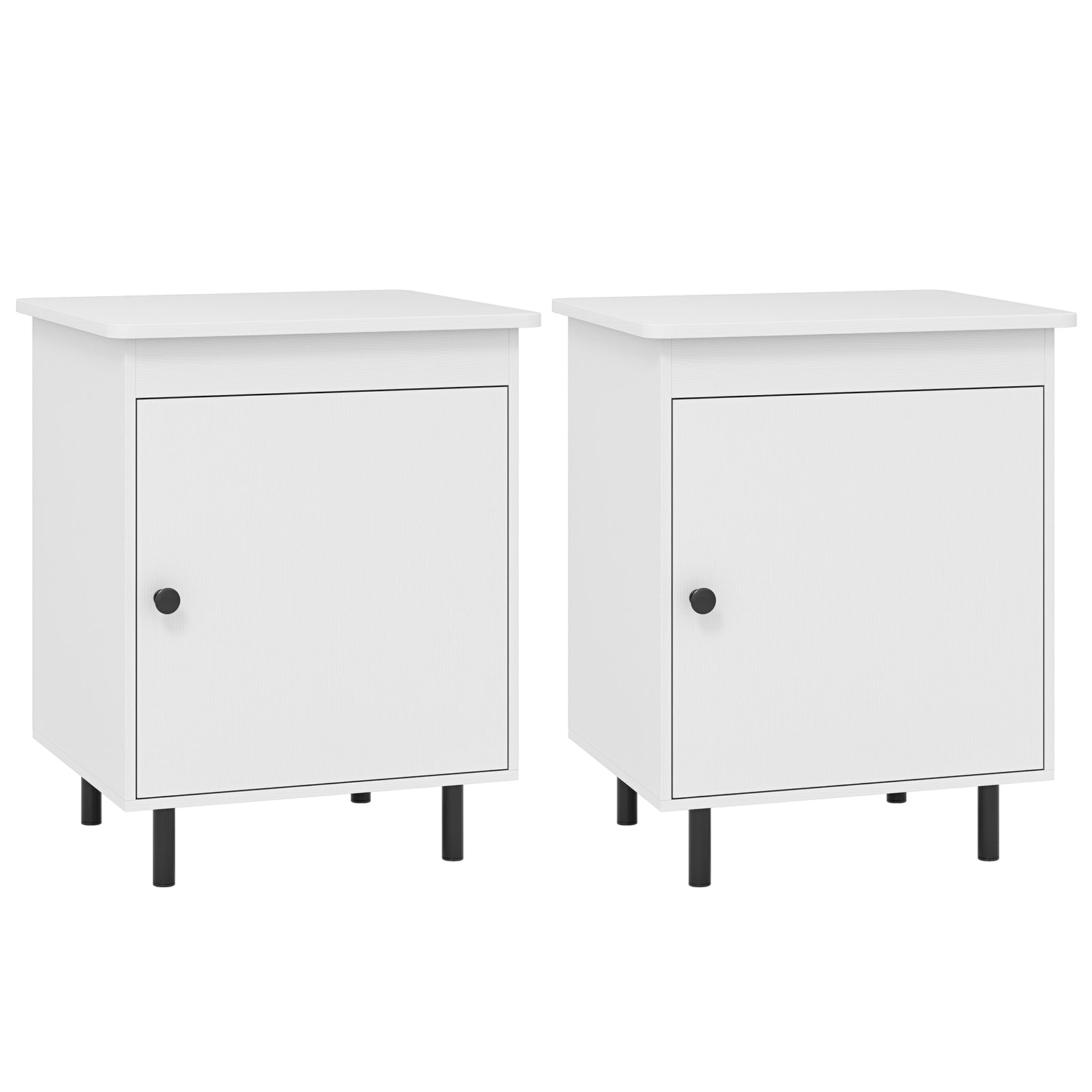 Mid Century Nightstand With Door, Set Of 2, White Nightstands White at Gallery Canada