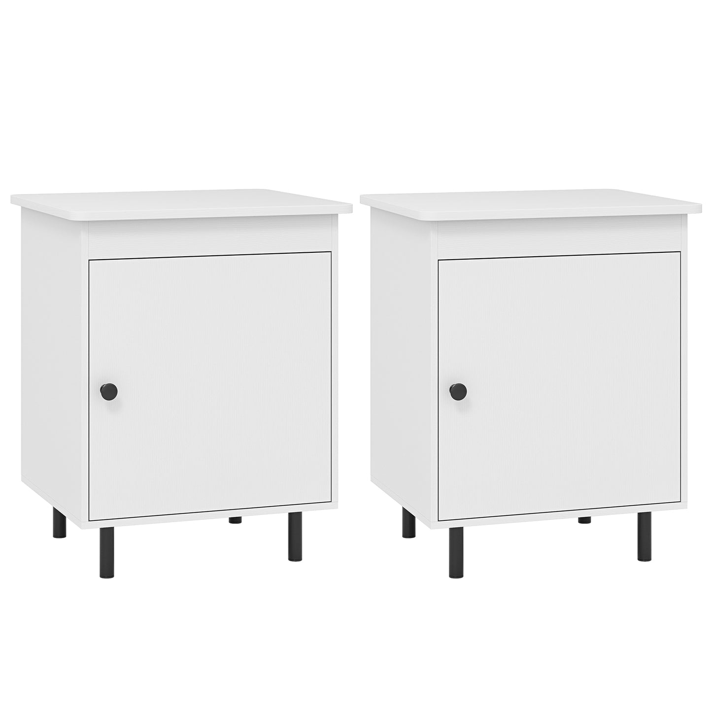 Mid Century Nightstand With Door, Set Of 2, White Nightstands White at Gallery Canada