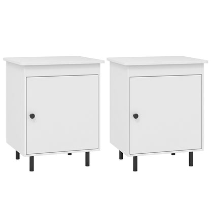 Nightstand Mid Century End Tables with Door-Set of 2, White Nightstands at Gallery Canada
