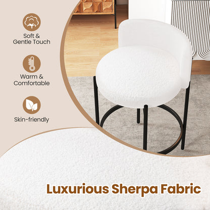 24 Inch Boucle Counter Stools, Set of 4, Curved Backrest, White Bar Stools at Gallery Canada