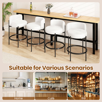 24 Inch Boucle Counter Stools, Set of 4, Curved Backrest, White Bar Stools at Gallery Canada