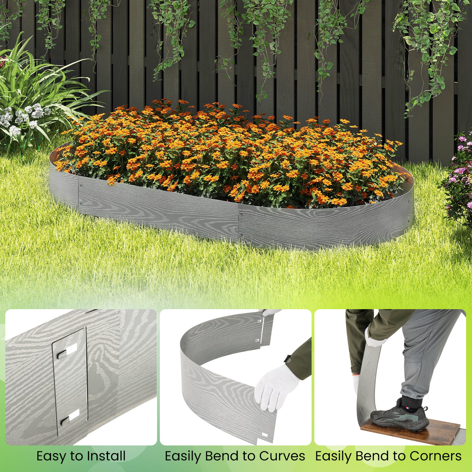 6-Pack 20 FT Galvanized Metal Landscape Edging for Lawn Yard, Silver Raised Garden Beds at Gallery Canada