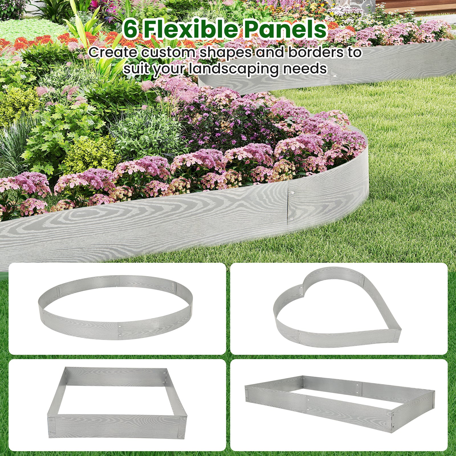 6-Pack 20 FT Galvanized Metal Landscape Edging for Lawn Yard, Silver Raised Garden Beds at Gallery Canada