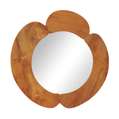 29 Inch Rustic Hanging Vanity Mirror, Teak Wood Frame, Natural Wall Mirrors Natural at Gallery Canada