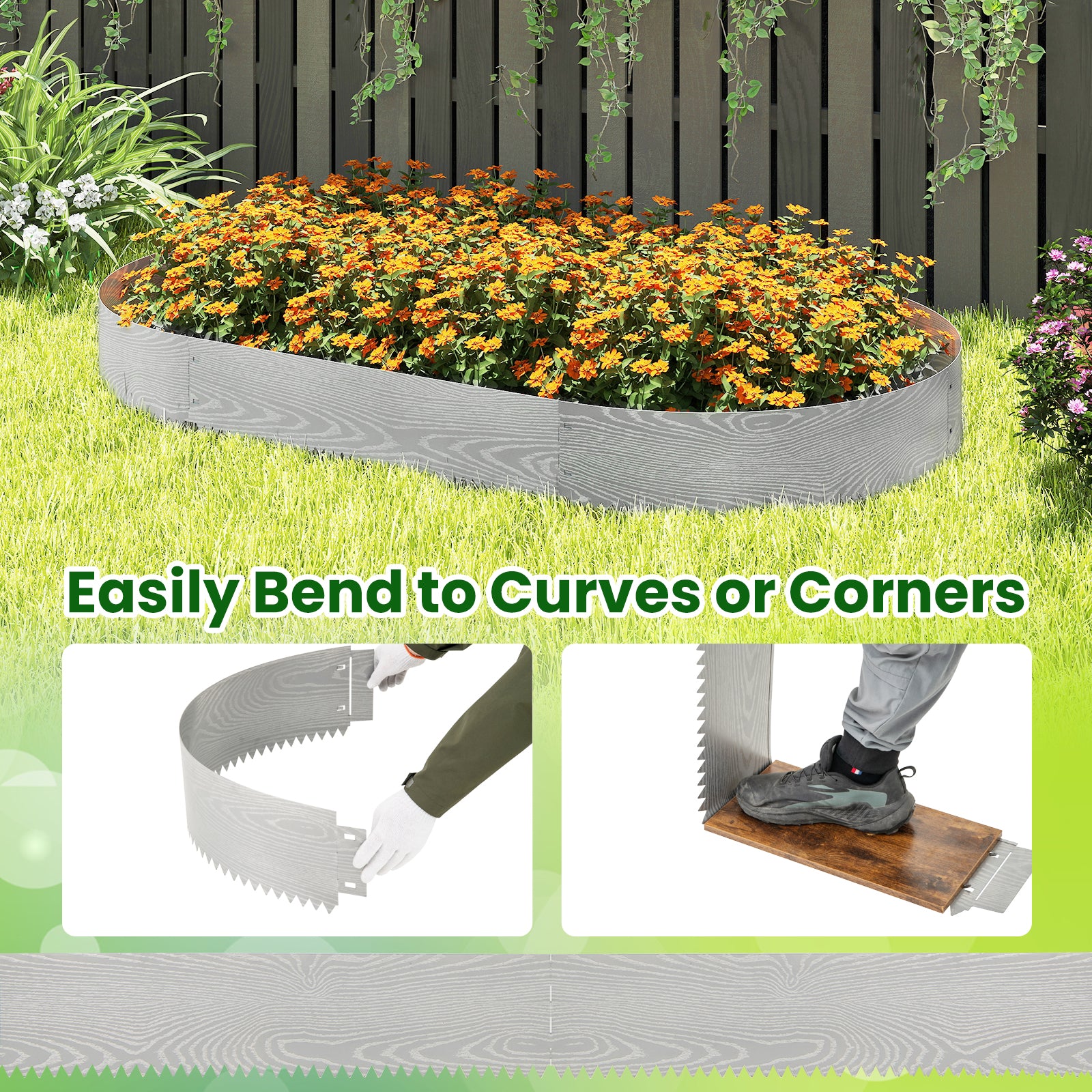 6-Pack 20 FT Galvanized Metal Landscape Edging for Lawn, Silver Raised Garden Beds at Gallery Canada