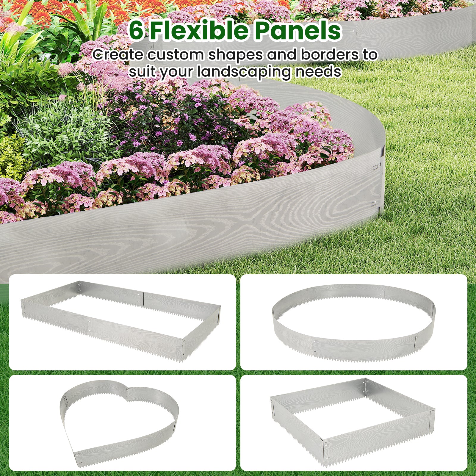 6-Pack 20 FT Galvanized Metal Landscape Edging for Lawn, Silver Raised Garden Beds at Gallery Canada