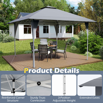 13 X 13 FT Pop up Gazebo with Portable Carrying Bag 8 Stakes and 4 Wind Ropes, Gray Gazebos at Gallery Canada