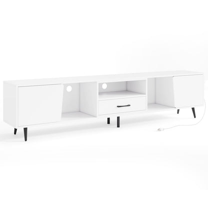 79" TV Stand for TVs up to 90 Inches Entertainment Center Wood Media Console Table Modern Mid Century TV Cabinet, White Entertainment Centers & TV Stands at Gallery Canada