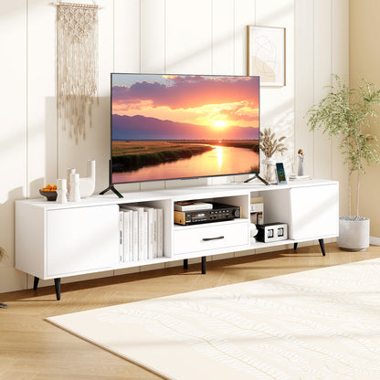 79" TV Stand for TVs up to 90 Inches Entertainment Center Wood Media Console Table Modern Mid Century TV Cabinet, White Entertainment Centers & TV Stands at Gallery Canada