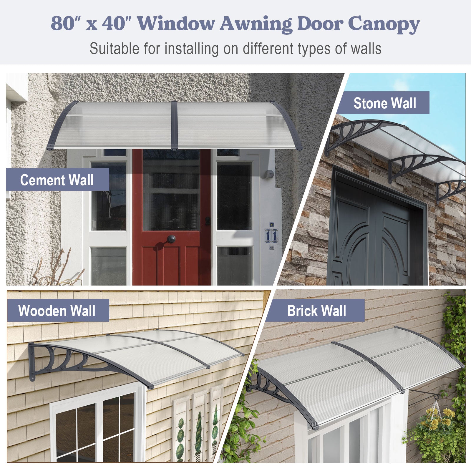Outdoor Front Door Patio Overhang Awning, Gray Outdoor Shades at Gallery Canada