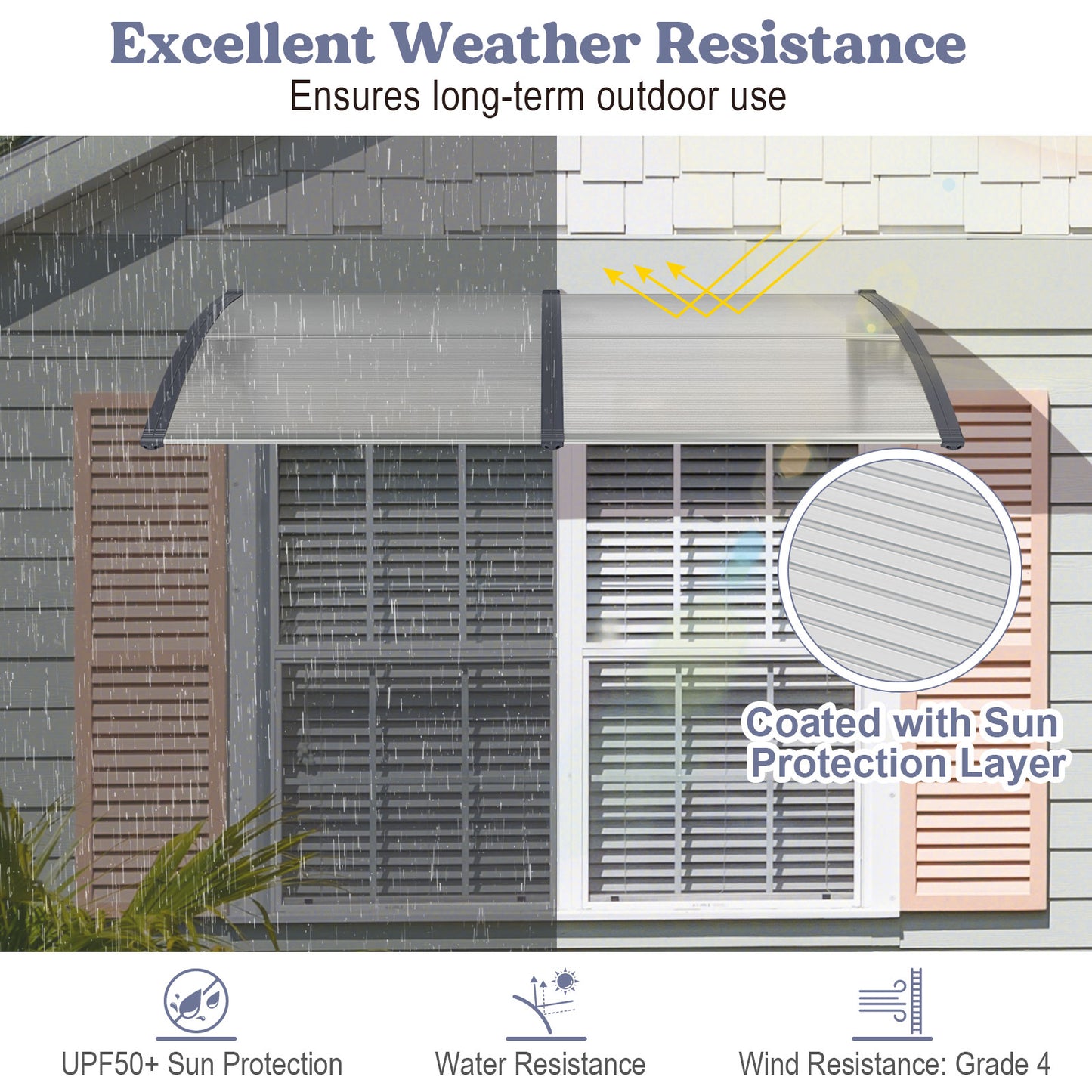 Outdoor Front Door Patio Overhang Awning, Gray Outdoor Shades at Gallery Canada