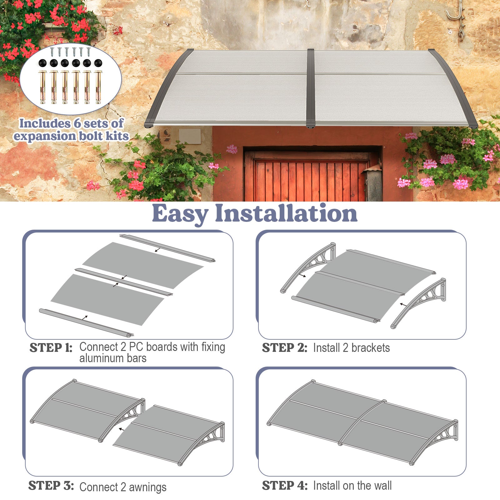 Outdoor Front Door Patio Overhang Awning, Gray Outdoor Shades at Gallery Canada