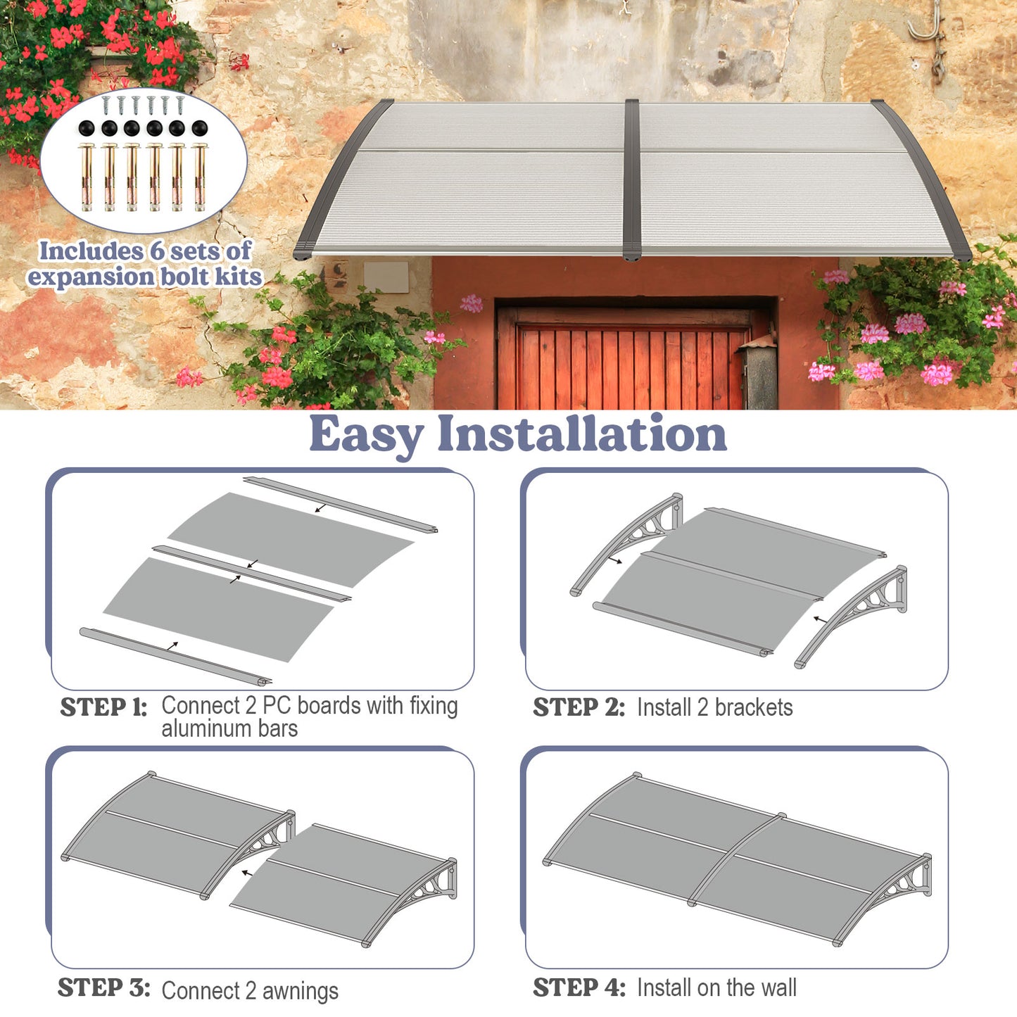 Outdoor Front Door Patio Overhang Awning, Gray Outdoor Shades at Gallery Canada
