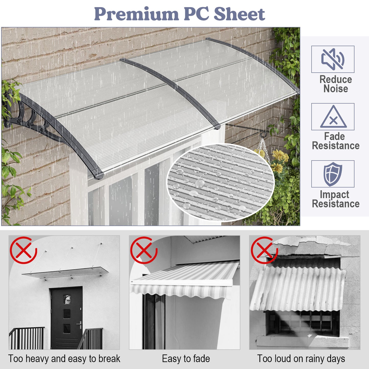 Outdoor Front Door Patio Overhang Awning, Gray Outdoor Shades at Gallery Canada