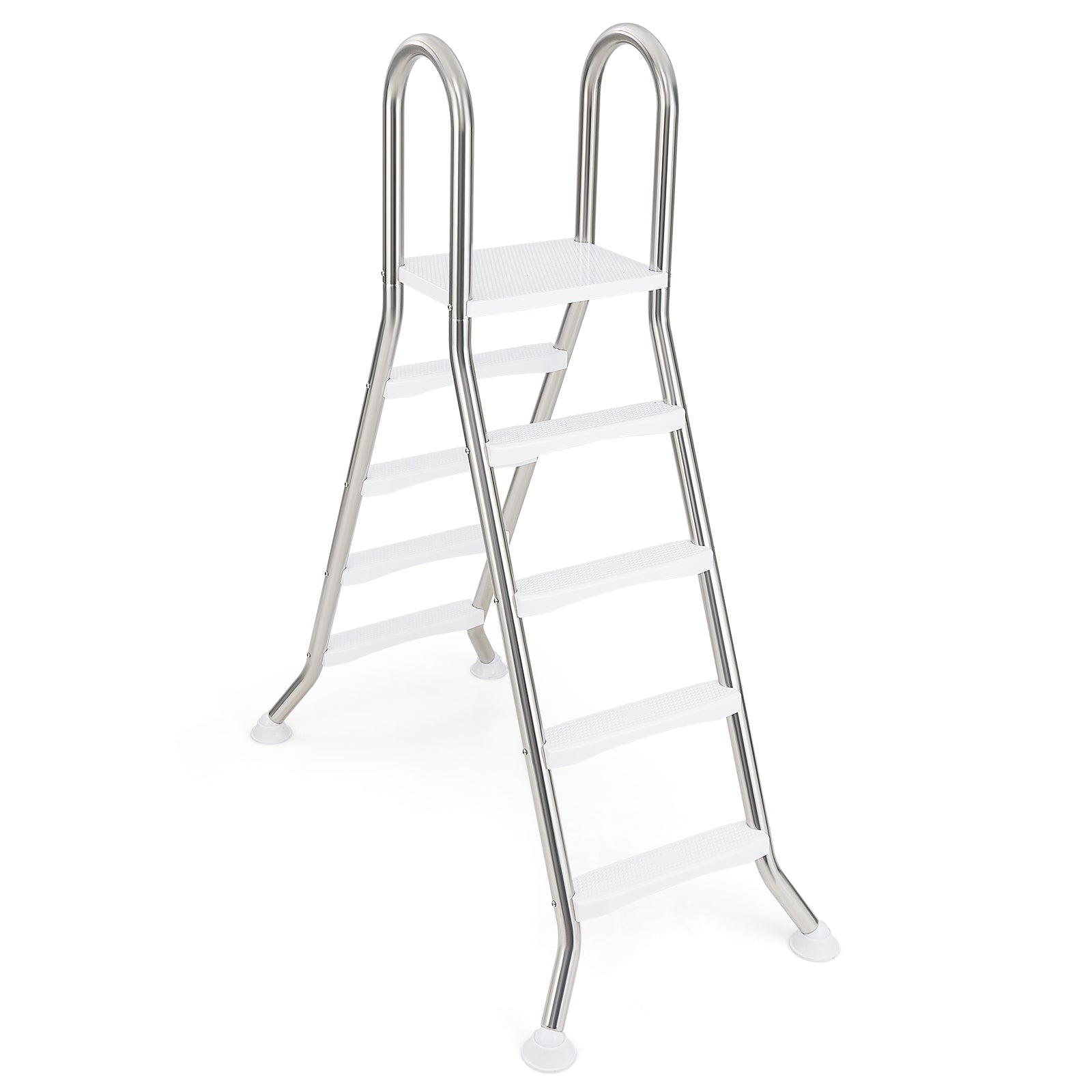 75.6" Above Ground Pool Ladder A-Frame Swimming Pool 4-Step Ladder for Up to 55" Pool Wall Height, Silver Swimming Pools Silver at Gallery Canada