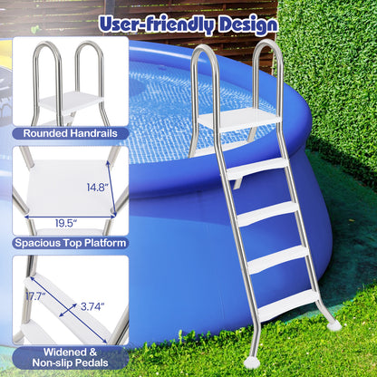 75.6" Above Ground Pool Ladder A-Frame Swimming Pool 4-Step Ladder for Up to 55" Pool Wall Height, Silver Swimming Pools at Gallery Canada