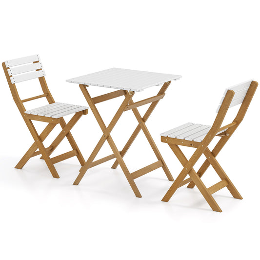 3 Piece Folding Patio Bistro Set, Acacia Wood Chairs And Square Table Patio Conversation Sets Options at Gallery Canada