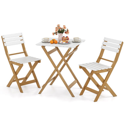 3 Piece Folding Patio Bistro Set with Foldable Design Acacia Wood Porch Chairs and Square Table Patio Conversation Sets at Gallery Canada