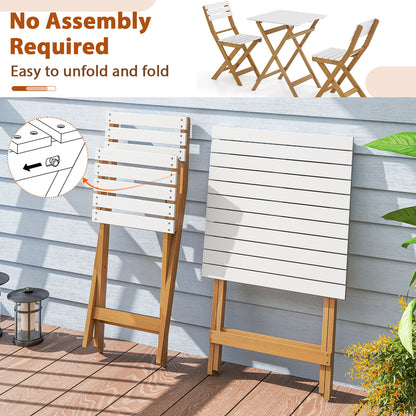3 Piece Folding Patio Bistro Set with Foldable Design Acacia Wood Porch Chairs and Square Table Patio Conversation Sets at Gallery Canada