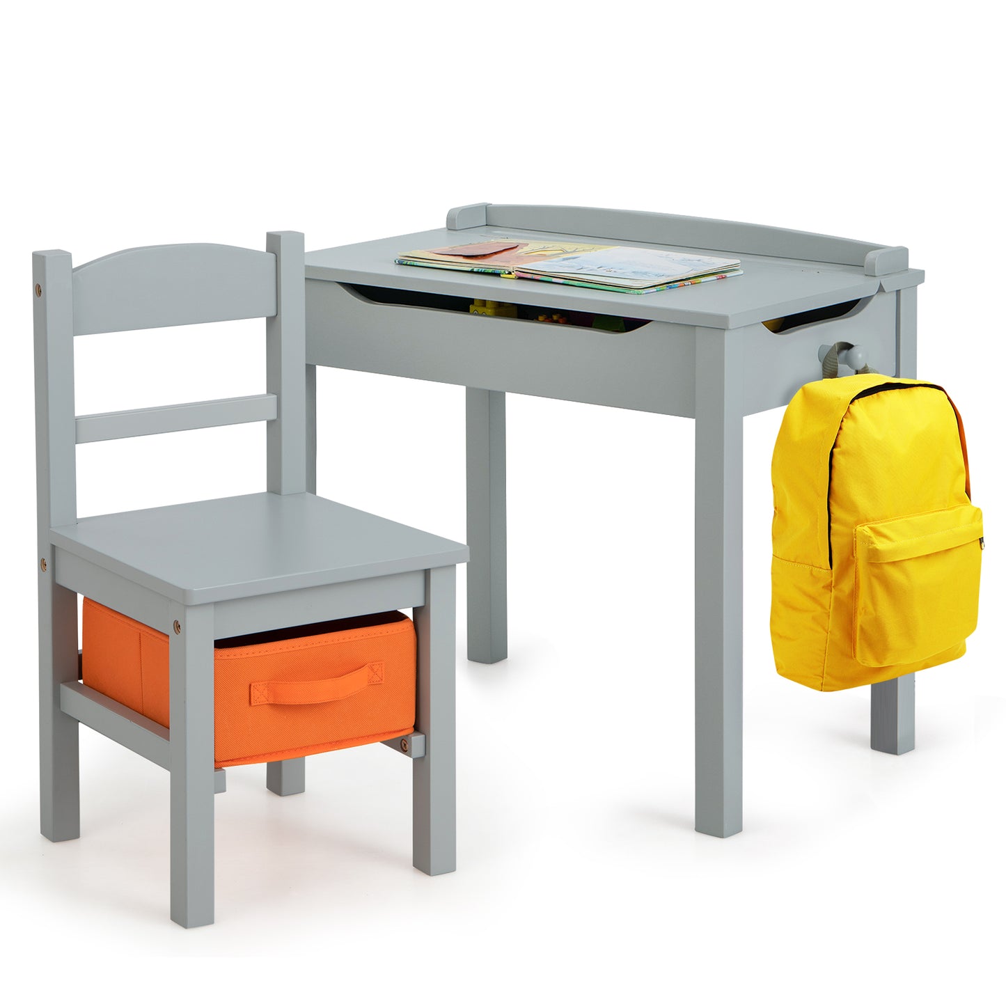 Kids Wood Table And Chair Set With Storage, Gray Kids Table & Chair Sets Gray at Gallery Canada