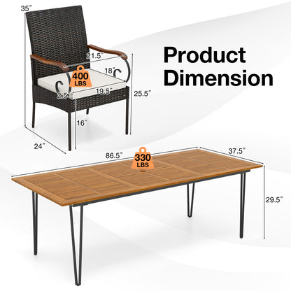 9 Pieces Outdoor Patio Dining Set with Soft Cushions and Umbrella Hole Patio Dining Sets at Gallery Canada