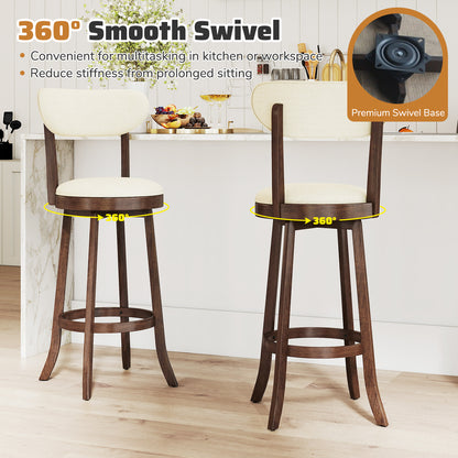 30.5 Inch Bar Height Chairs Set of 2 Swivel High Barstool with Padded Seat and Backrest, Brown Bar Stools at Gallery Canada