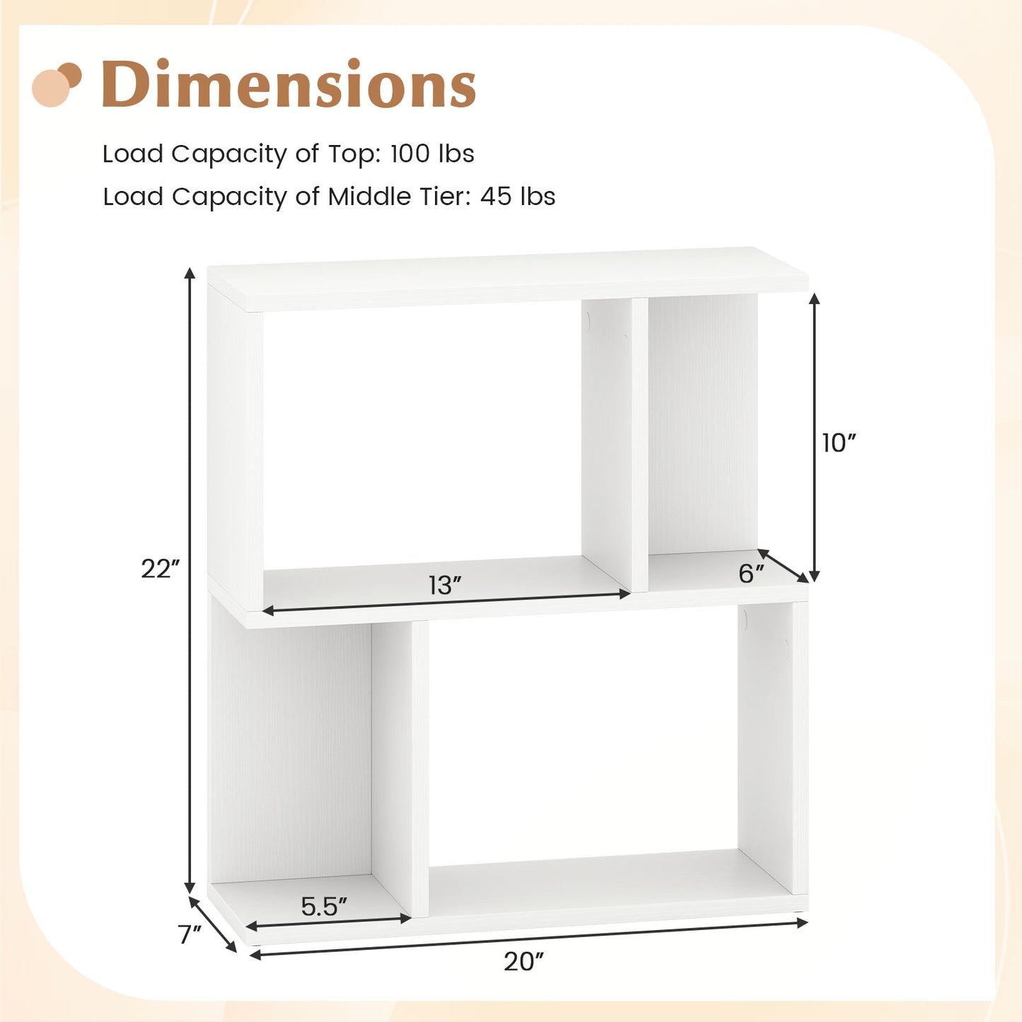3-Tier Bookshelf with Display Shelf for Small Space, White Bookcases at Gallery Canada