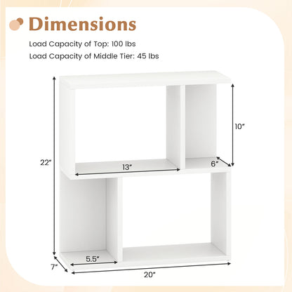 3-Tier Bookshelf with Display Shelf for Small Space, White Bookcases at Gallery Canada