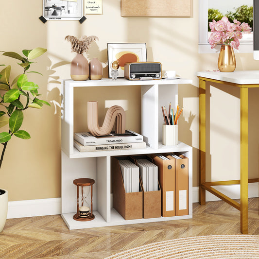 3-Tier Bookshelf with Display Shelf for Small Space, White Bookcases White at Gallery Canada