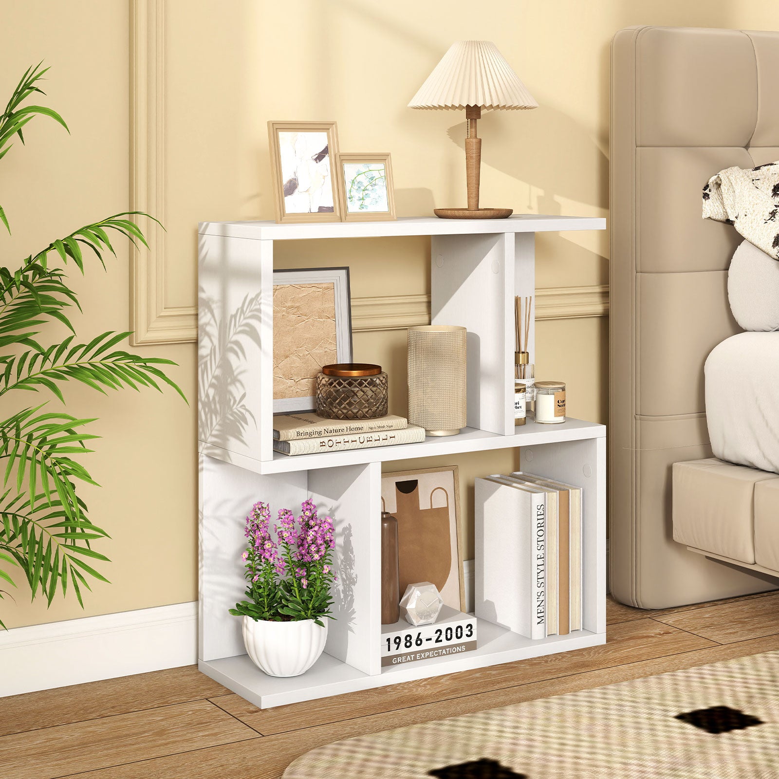 3-Tier Bookshelf with Display Shelf for Small Space, White Bookcases at Gallery Canada